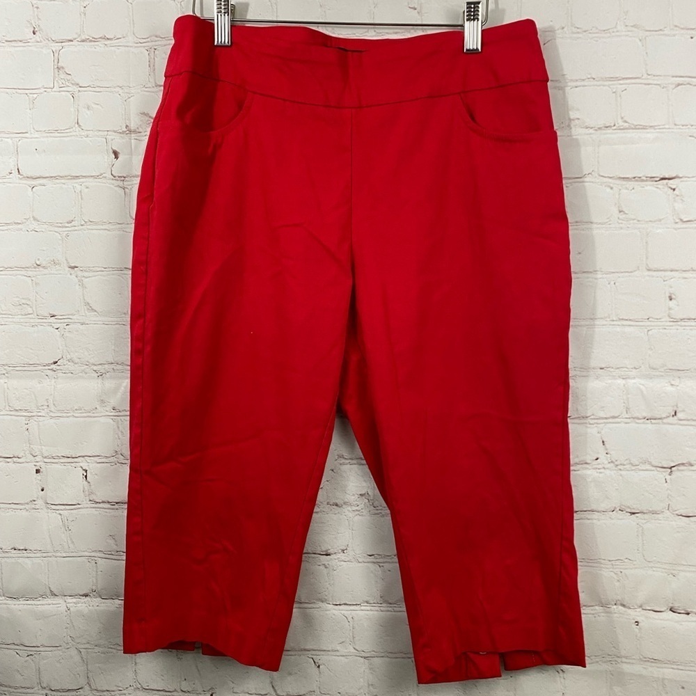 Jenna Rose Capri Pants Womens Size 12 Red High Waisted Pull On Stretchy Pants